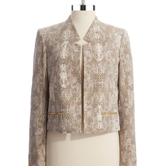 Calvin Klein brown and cream faux snake print jacket blazer - Picture 7 of 8